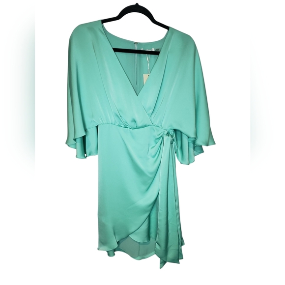 Ramy Brook Alexis Satin Faux Wrap Mini Dress - Picture 2 of 5
